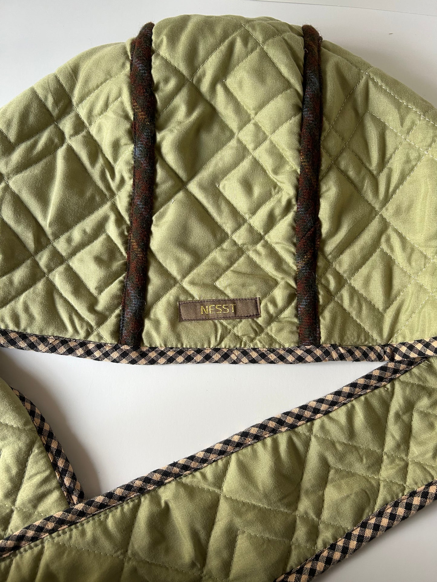 Hood Scarf Green Quilted